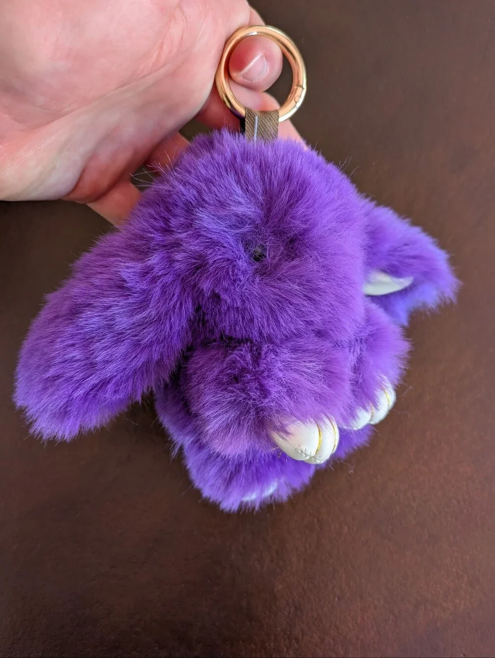 NWOT Soft Purple Bunny Fur Keychain Plush for Kids